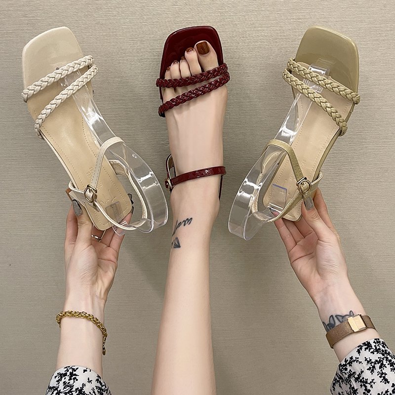 Zapatos de tacón alto con punta abierta para mujer, calzado de vestir, náuticos, de boda, informales, 5CM, para verano,