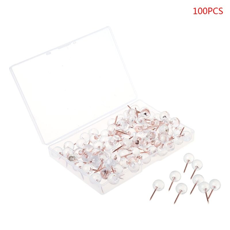 100pcs Rose Gold Pushpins Thumb Thumbtack Board Round Ball Drawing Wall Studs