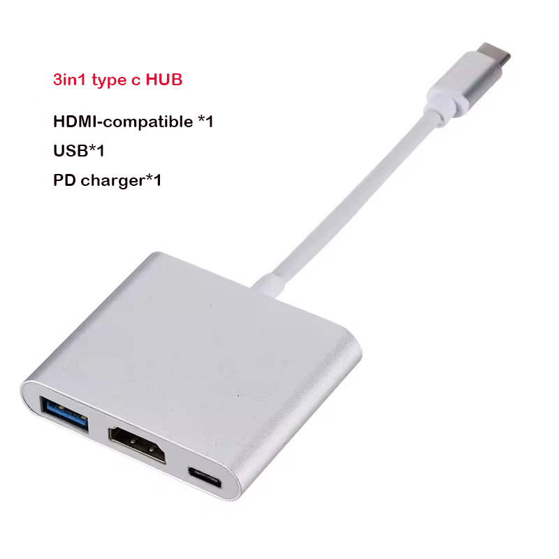 USB C To HDMI-Compatible VGA Adapter Type-C Digital AV Multiport Adapter Thunderbolt 3 Converter To 4K 1080P for MacBook: black