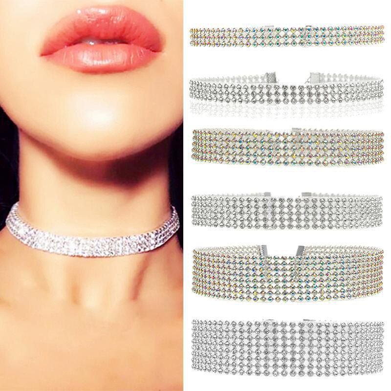 Frauen Bündeln Nacken Element Halskette extra Breite Volle Strass Diamant Kristall Schmuck Halsband Kragen Hochzeit Zubehör