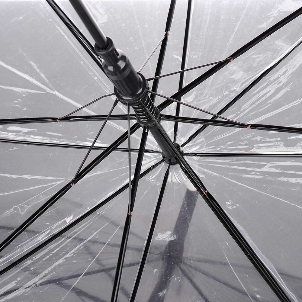 Transparente longo lidar com guarda-chuva plástico eva transparente folha gaiola guarda-chuva guarda-chuva guarda-chuva feminino semiautomático guarda-chuva