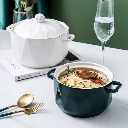 Kreatywne gospodarstwo domowe natychmiastowa miska z pokrywką na makaron styl skandynawski sałatka ceramiczna zupa owocowa wazy przeciw poparzeniom ryż spożywyczy garnek