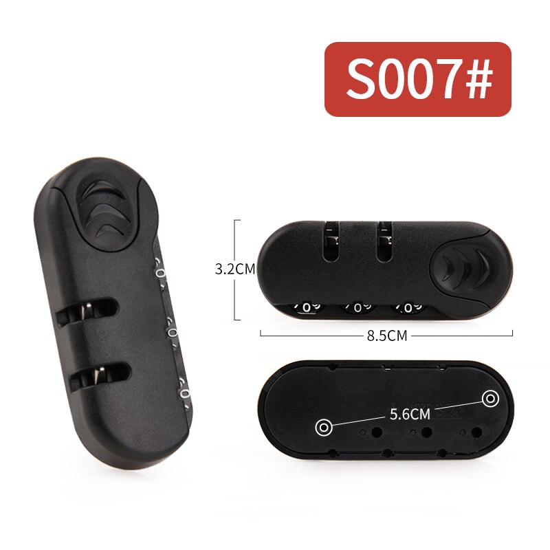 3 Digit Combination Padlock Accessories for Bags Lock Luggage Suitcase Travel Bag Code Lock Black Combination Trunk Fixed Lock: S007