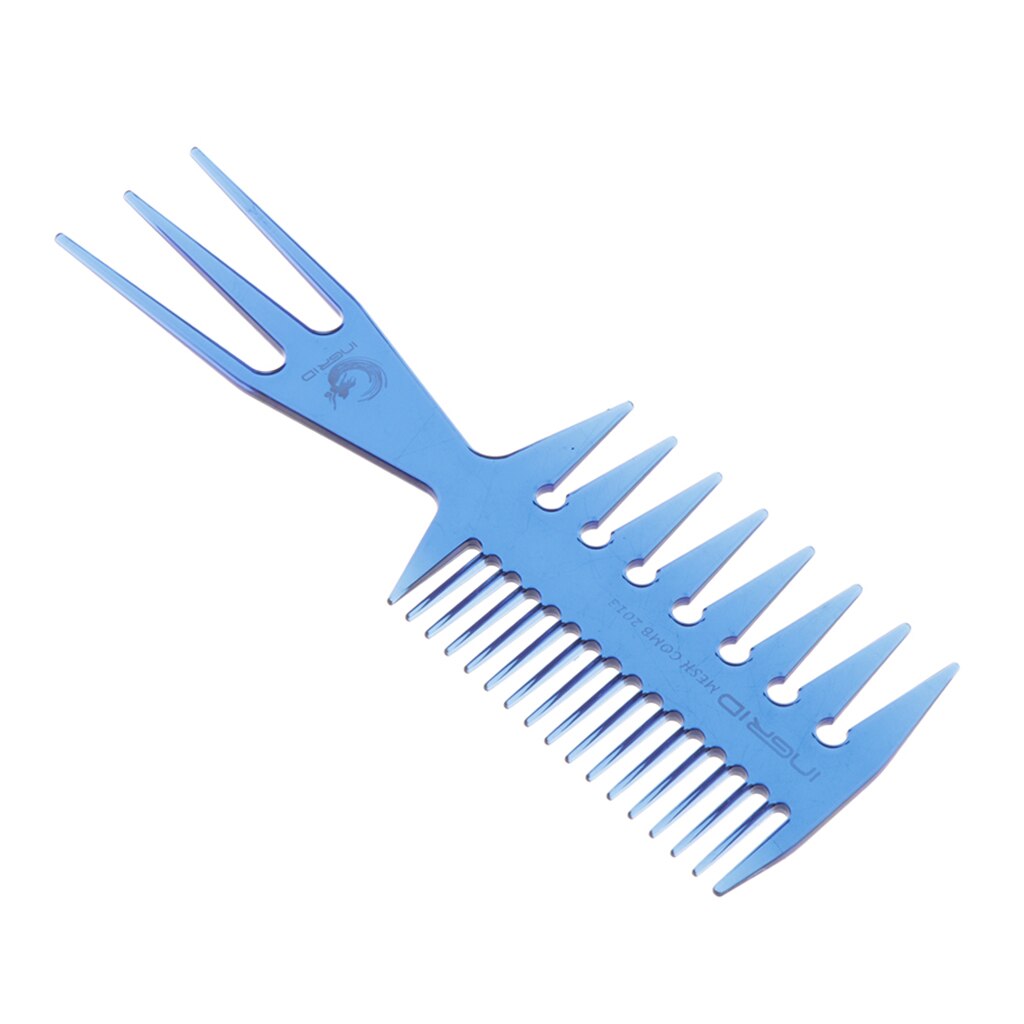 Peine para pelo graso 3 en 1 para hombres, peine para teñir, peinado de peluquería, diente ancho: Blue
