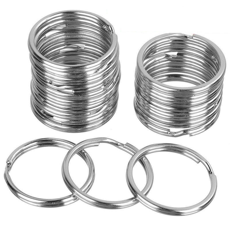 50 stk forsølvet metal blank nøglering nøglering kvindelige mænd nøglering diy nøglering tilbehør nøglering split ring