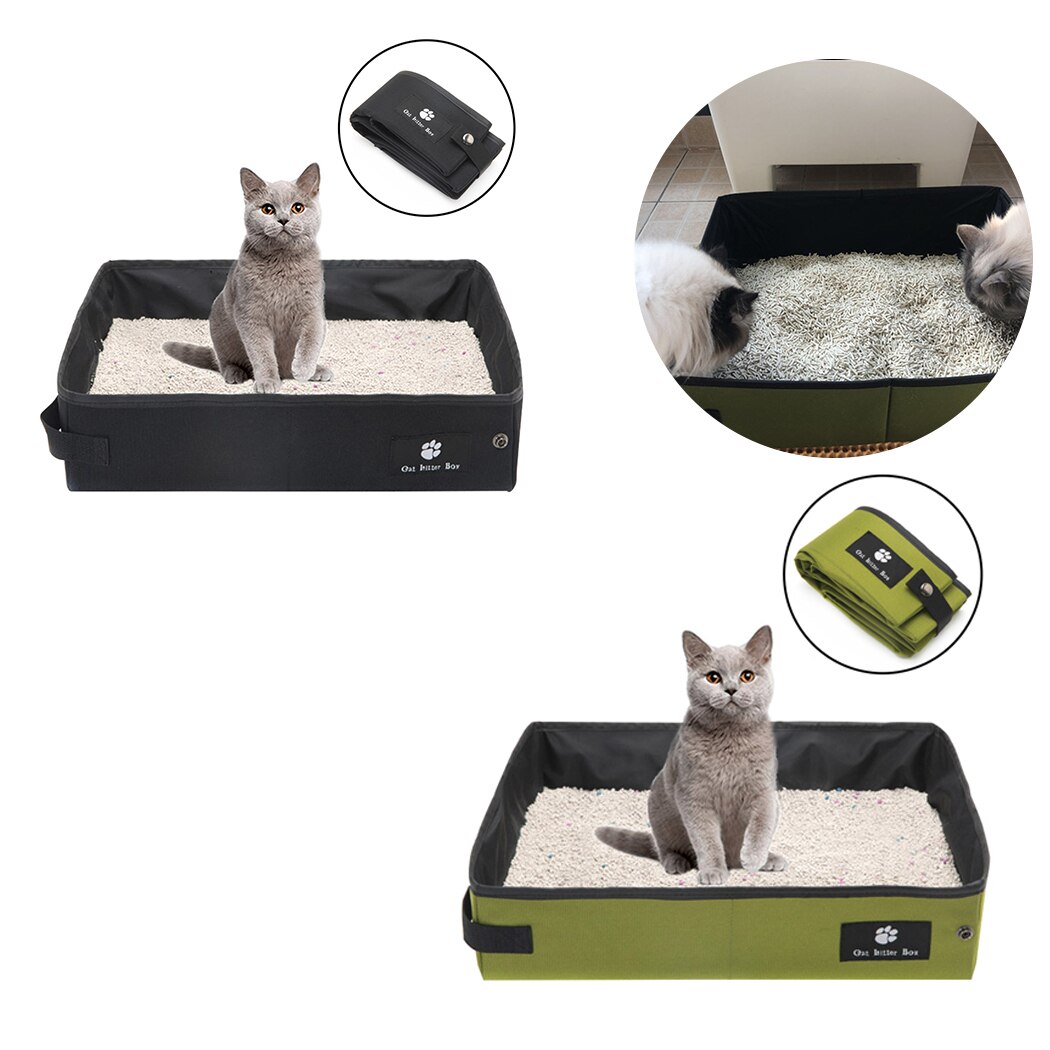 Plegable caja de arena portátil plegable Splash prueba gato bandeja para arena de la tela de Oxford gato caja de arena para viajar en coche al aire libre