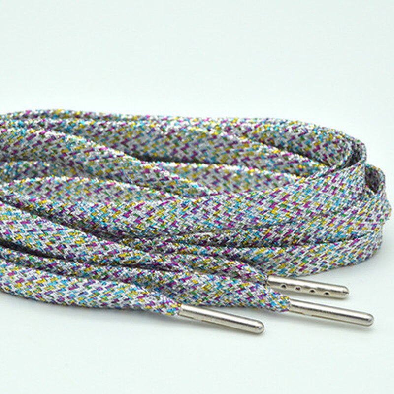1Pair Flat Shoelaces Silver Metal Head Laces Camping Shoelaces Strings 115cm Metallic Glitter Shiny Gold Shoelace Shoe Lacing