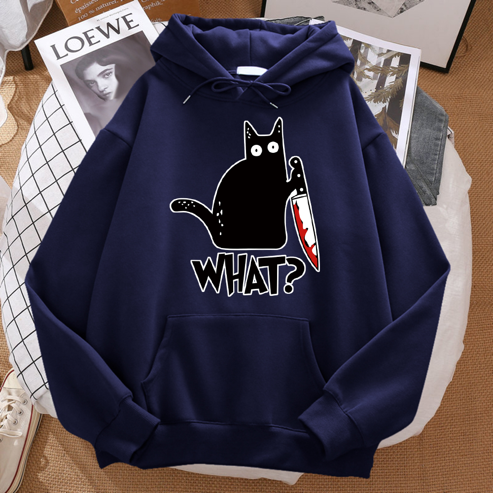 Que lindo pequeño gato negro sosteniendo un cuchillo hombres Sudadera con capucha calle polar Sudadera con capucha Hipster otoño sudadera Hip Hop ropa mujer: M / Gris oscuro