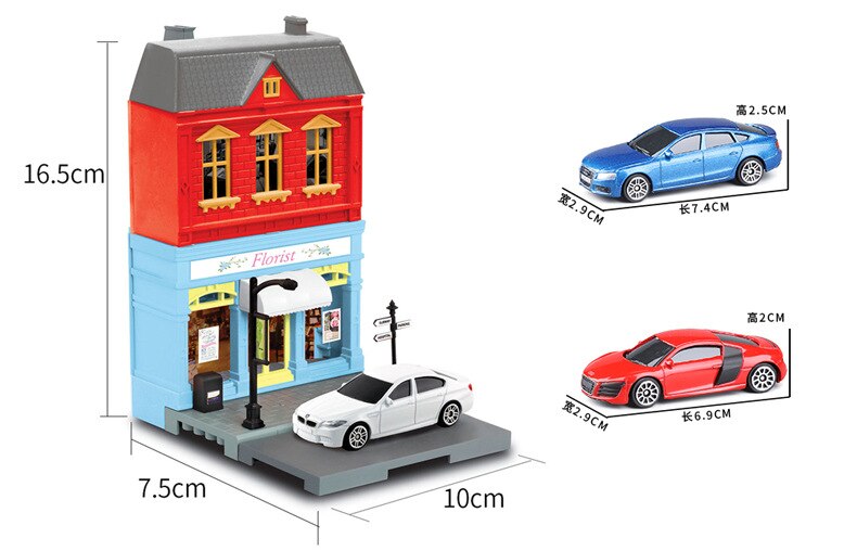 Yufeng City Europe Cabin Handmade DIY Assembled City Scene Architecture House Alloy Car Model Toy