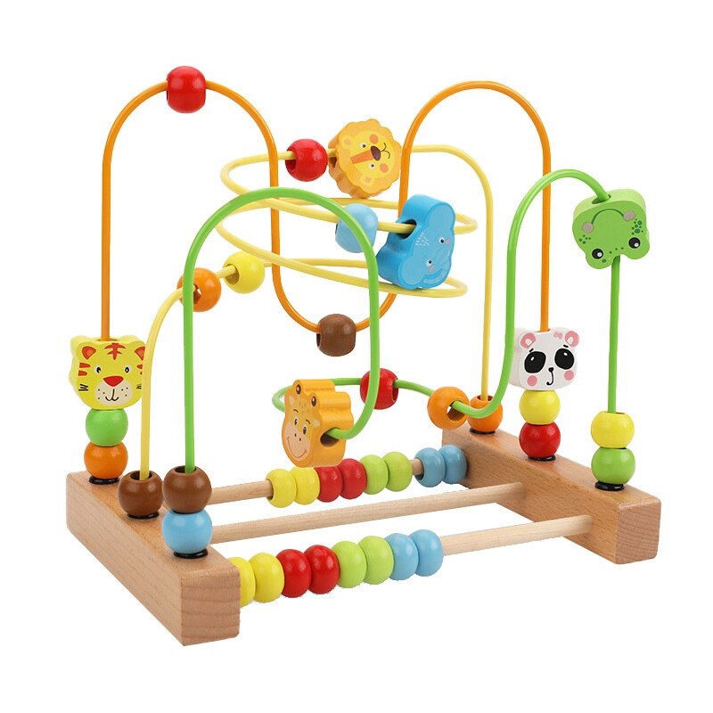 Labyrinthe en bois cercles autour des perles boulier maths Puzzle jouets pour les enfants: Red