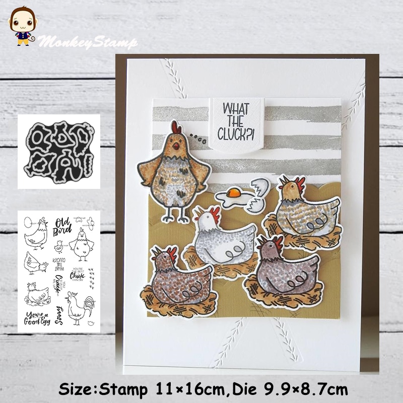 Aap Dier Kip Metalen Stansmessen En Postzegels Stencil Voor Diy Scrapbooking Fotoalbum Embossing Decoratieve Papieren Kaarten