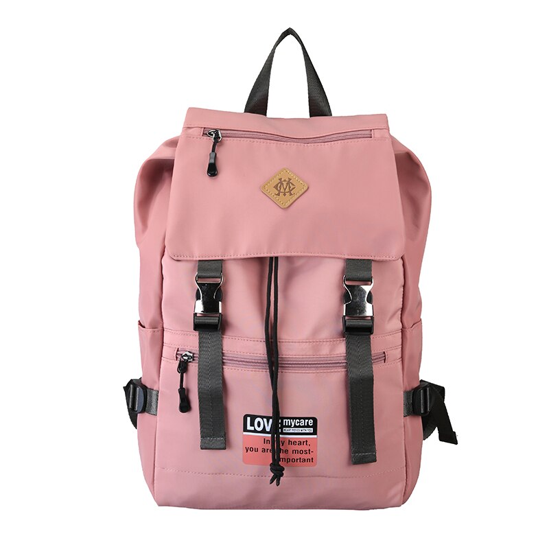 Waterdichte nylon schooltassen meisjes meerdere zakken laptop rugzak 15.6 inch vrouwelijke trend damesrugzak voor reistas: Roze