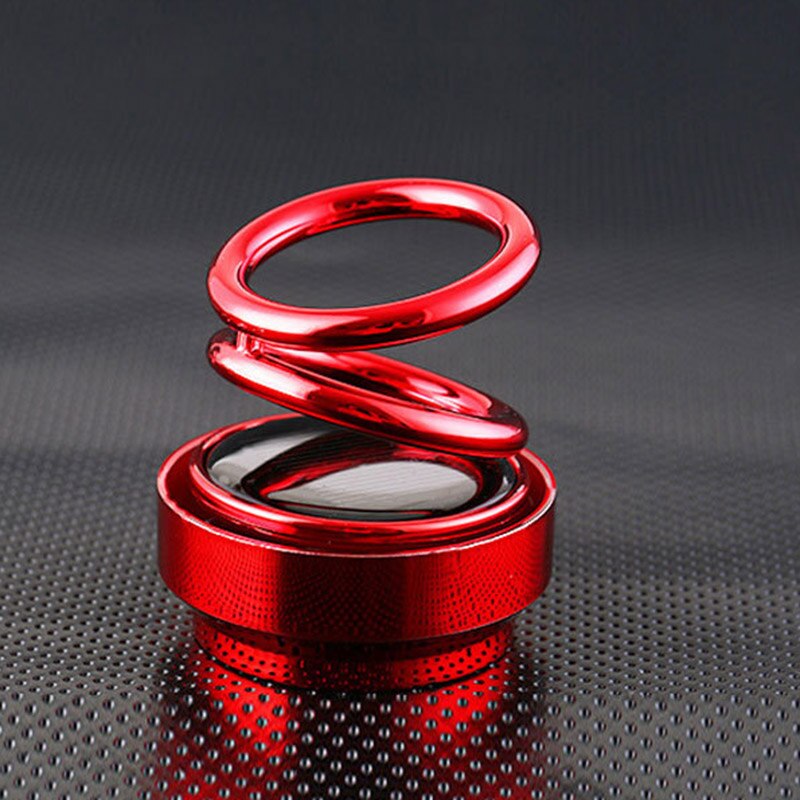 Solar Double Ring Rotating Suspension Car Perfume Air Freshener SCI88: Red