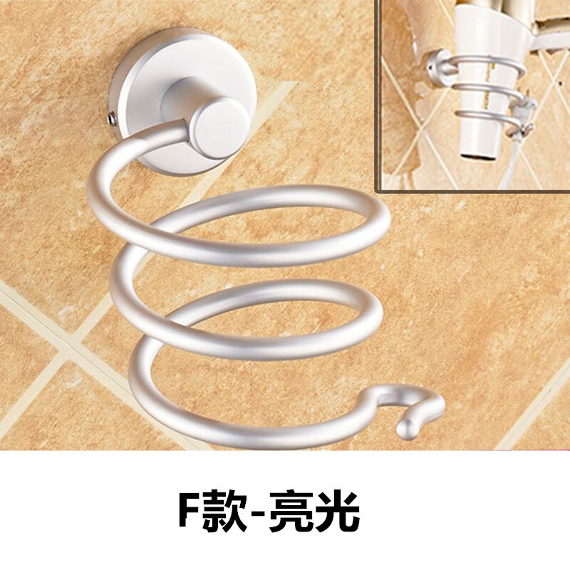 Gold Hair Dryer Holder Space Aluminium Bathroom Wall Shelf Hair Dryer Rack with Basket bathroom shelves Bathroom Accessories: F-sliver