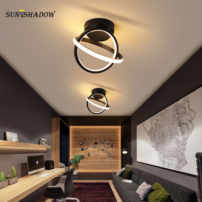 Førte lysekrone moderne minimalistisk loftlysekrone til stue soveværelse spisestue korridor sort og hvid glans ledet