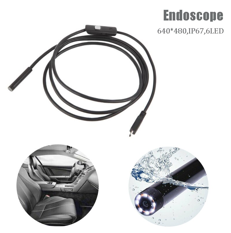Car Waterproof Inspection Tube Camera Endoscope 1/1.5M 7mm 6LEDs Snack Camera Car Repair Tool Accessories For Android Windows