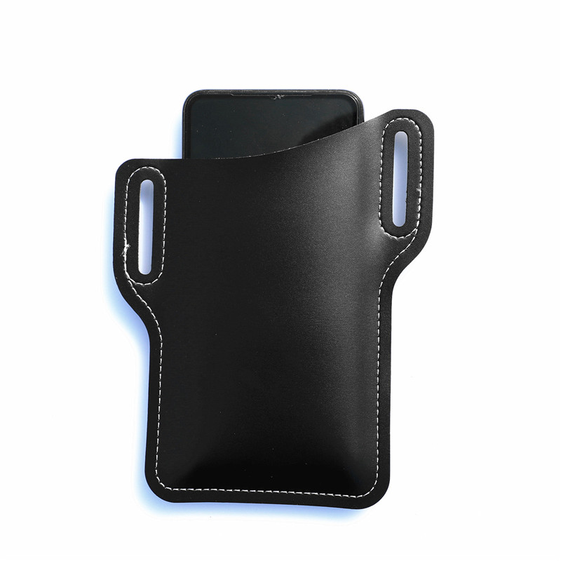 Men Cellphone Loop Holster Case For iPhone 12 11 Pro Max Cover Universal Leather Holster Belt Clip Pouch Phone Bag Purse Wallet: Black