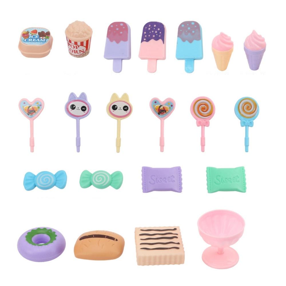 21Pcs Kid Simulation Lollipop Donut Ice Cream Dessert Model Pretend Play Toy Set: Default Title