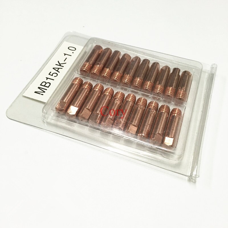 Mig svejsekontaktspidser 15ak 0.6mm 0.8mm 0.9mm 1.0mm 1.2mm tilgængelige  m6 x 25mm brænderdyser kobber svejsedyse forbrugsvarer