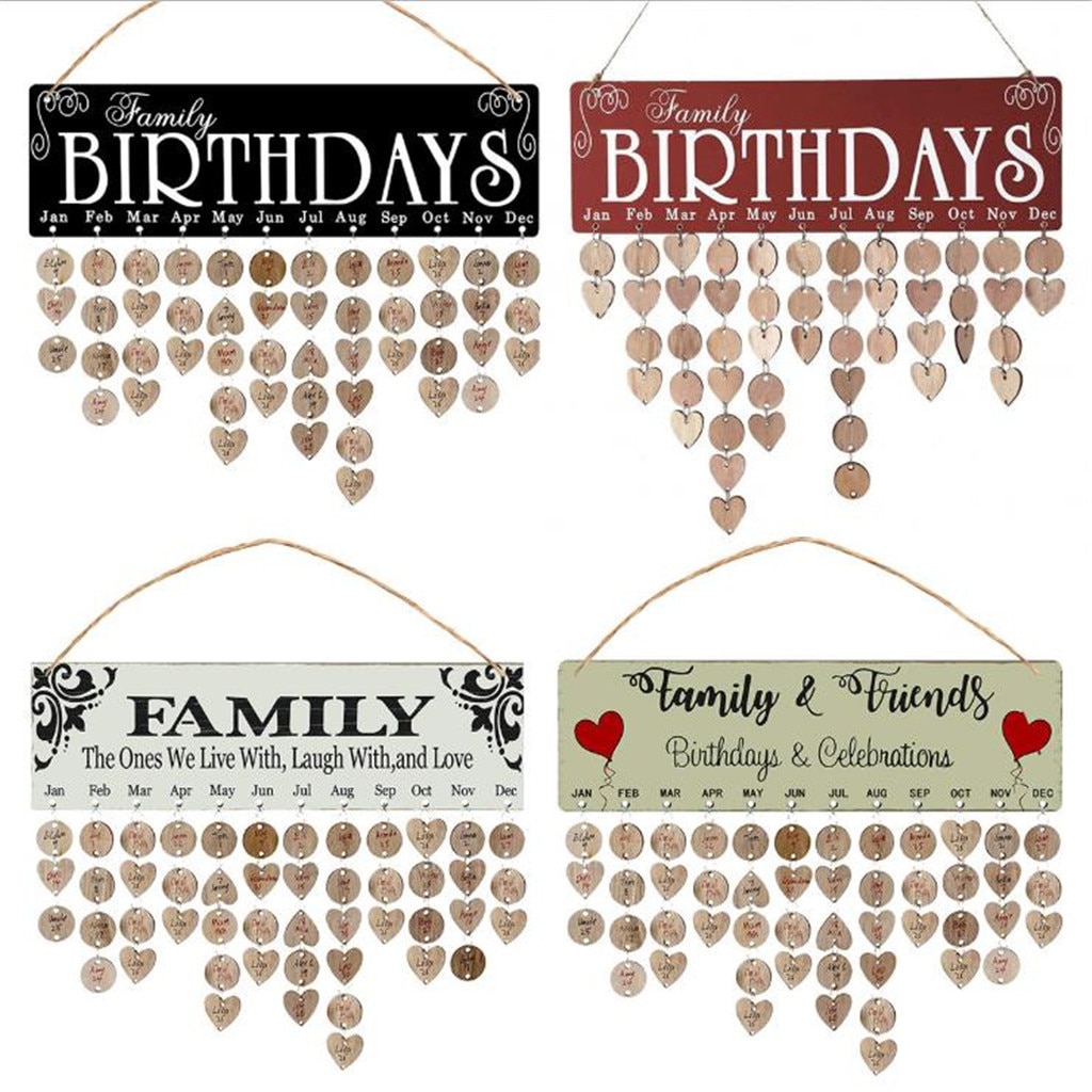 Familie kalender hængende opslagstavle familiemedlem og venner fødselsdag & festligheder påmindelse tegn træ dekoration vedhæng