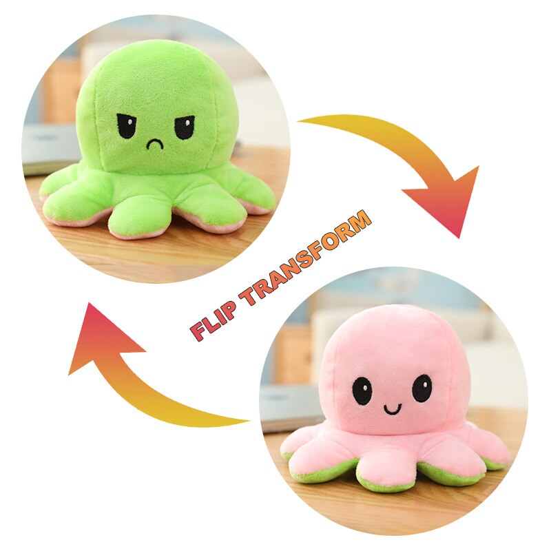 Double-Sided Flip Octopus Toys Kids Soft Plush Doll Animals Peluches Toys Reversible Stuffed Pillow Toy Xmas Birthday Baby: 004