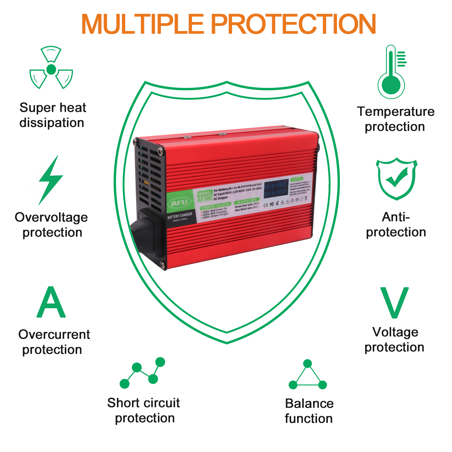 Chargeur 48V 5A Usd pour batterie au plomb AGM GEL VRLA OPZV extérieure 55,2 V, chargeur rapide avec affichage OLED