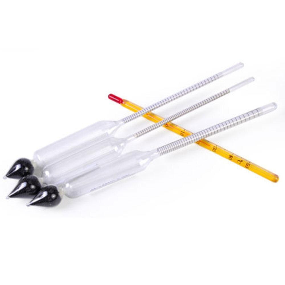 Proof DIY Hydrometer 0-100% Alcohol Meter 3Pcs + Thermometer Measure 0-40-70-100 Alcoholmeter Home Tester