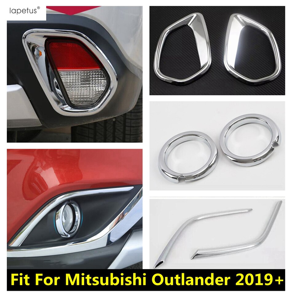 Chrome Accessories For Mitsubishi Outlander Front Rear Fog Lights Ring Head Lamp Eyelid Eyebrow Molding Cover Kit Trim