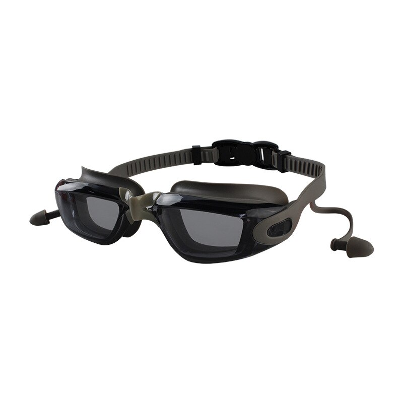 Mosodo Schwimmen Brille mit Ohrstöpsel Anti-Nebel Einstellbare Schwimmen Gläser Männer Frauen Erwachsene Silikon Brillen Optische Tauchen Gläser: klar grau