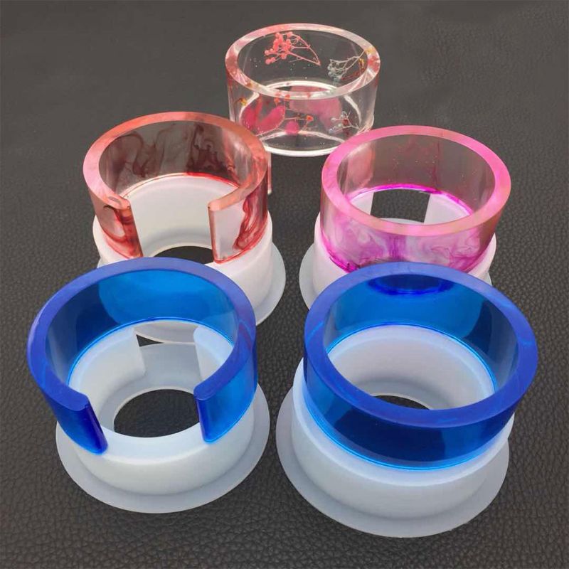Pulsera semiabierta en forma de C, molde de silicona DIY, epoxi de cristal, pulseras ovaladas de resina, moldes para hacer artesanías de espejo de gran tamaño