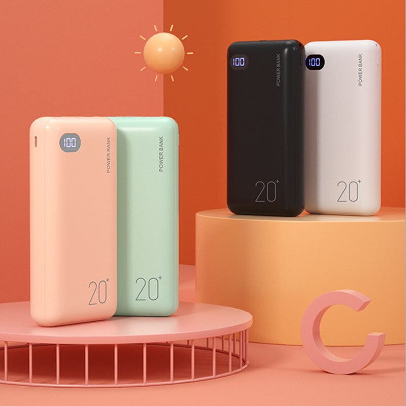 la moda potenza Banca 20000mAh caricabatterie portatile esterno Powerbank 2.1A caricabatterie per telefono con Schermo a portato a ricarica rapida per smartphone