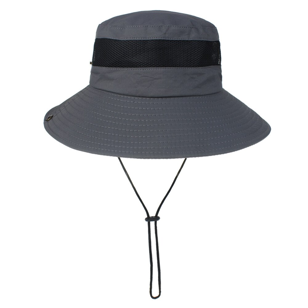 Bucket Sun Hat Fishing Caps Wide Brim Safari Visor Sun Cap For Male Men Fishing Hats Outdoor Sports Cap: Dark Gray