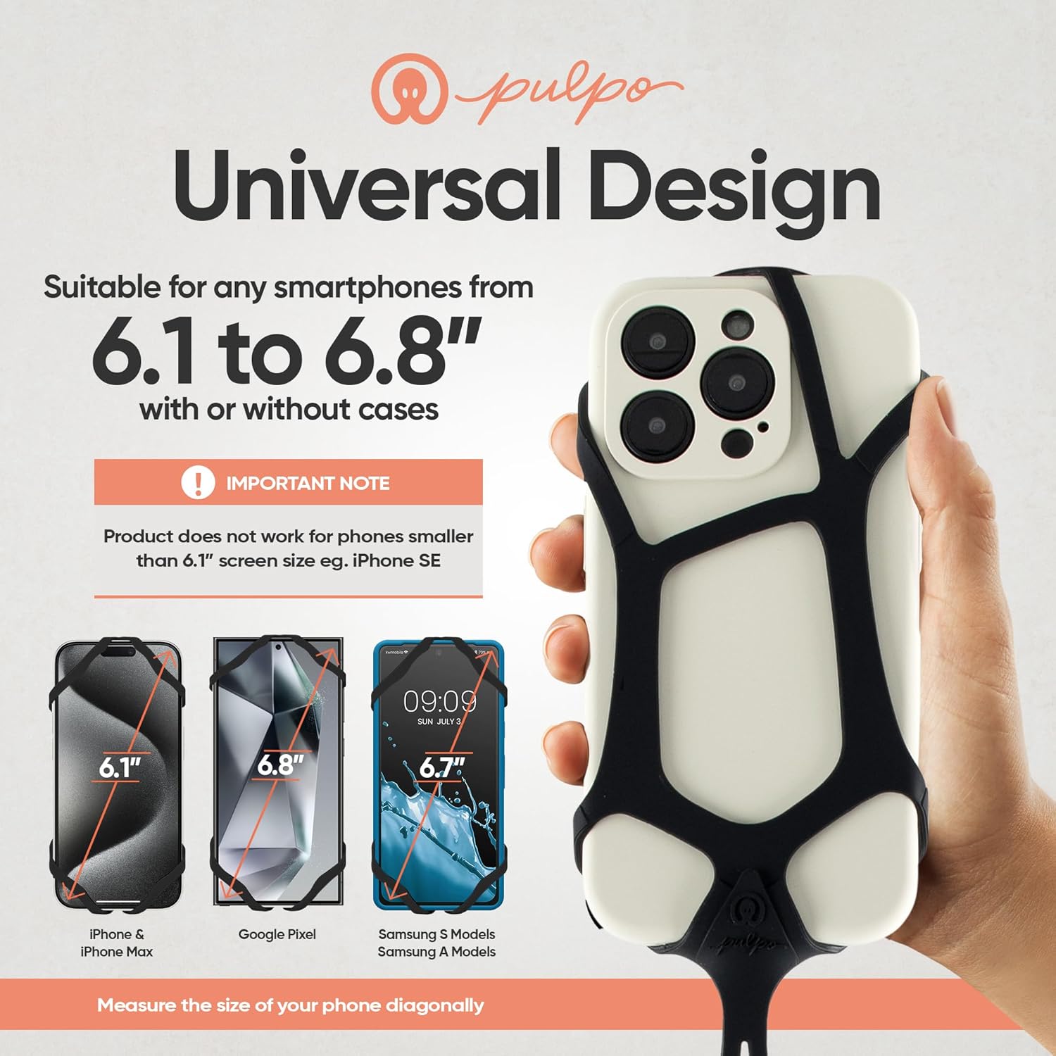 Safety Cell Phone Lanyard Fits Smartphones 6.1" to 6.8” , Lanyards for Phones, Hiking Phone Holder & Cellphone Lanyard, Silicone