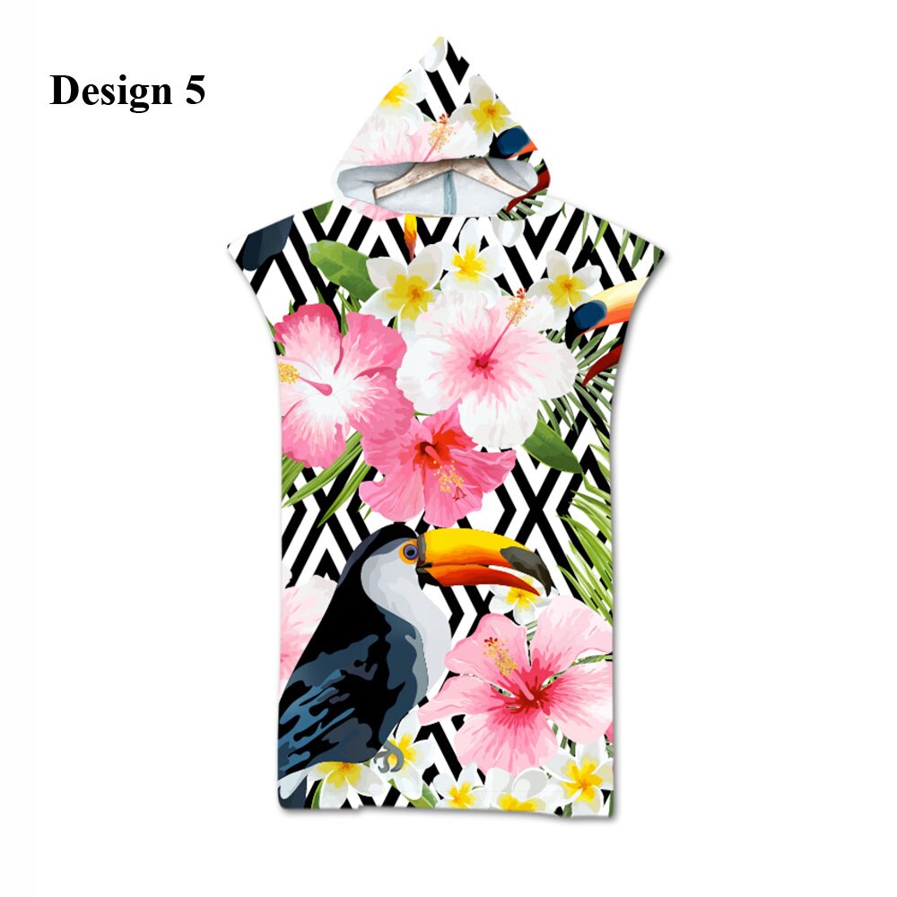 Tropische Bloem Monstera Parrot Toekan Flamingo Aloha Volwassen Kinderen Hooded Handdoek Zwembad Bad Strandlaken Poncho: Design 5