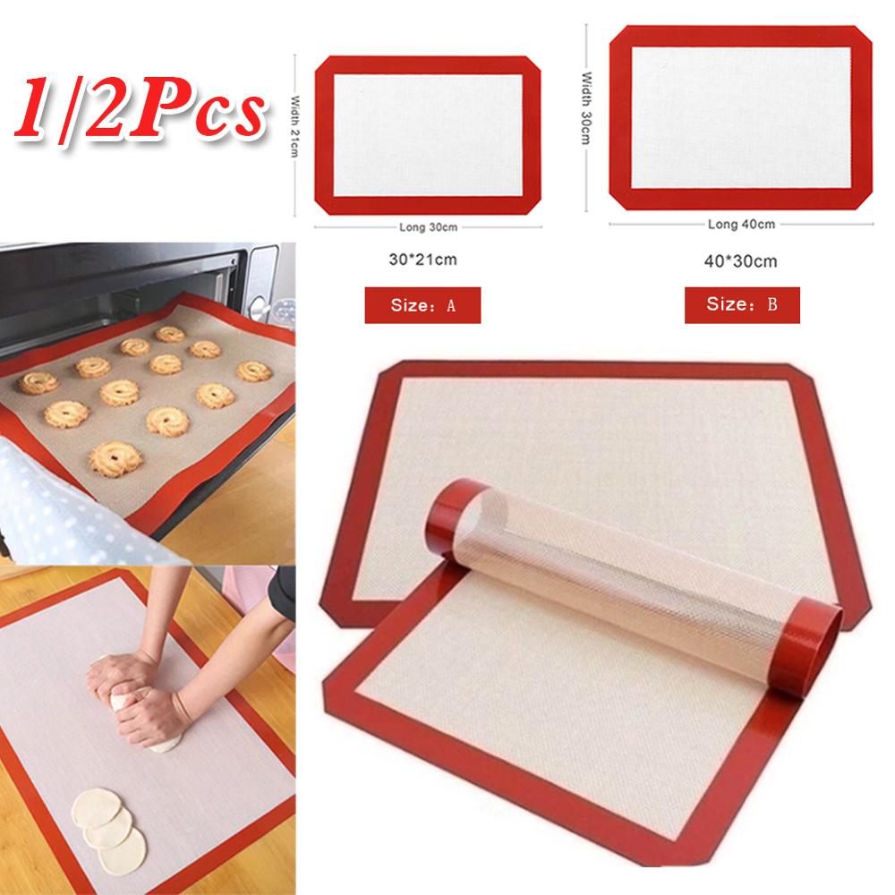 Silicone Baking Mat Non-Stick Cookies Sheet Oven Mat Healthy Homeware Baking Sheet Glass Fiber Rolling Dough Mat Pastry Tools