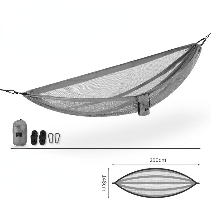 Naturehike-hamaca de malla transpirable para exteriores, columpio doble antideslizante para acampar, a prueba de lágrimas, ultraligero: Grey Single