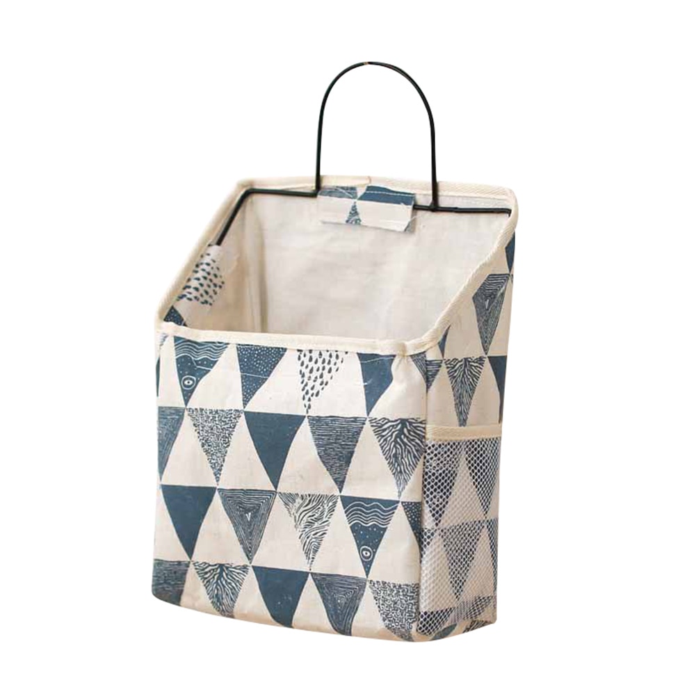 Wall Hanging Storage Holder Pouch large capacity Organizer Durable Hanging Jewelry Organizer With Hook: Blue Triangle