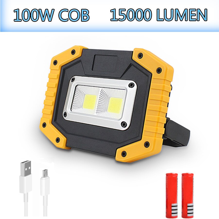 Portable LED work light Rechargeable COB work lamp waterproof LED flood light with bracket suitable for outdoor Car Repair: Package D