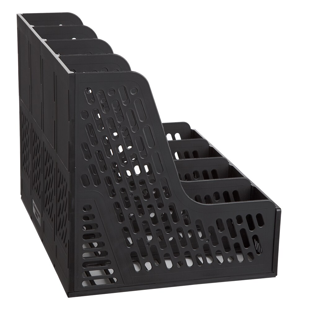 Comix Magazine Holder, 4 Compartments File Holder Desktop File Sorter Document Divider Organizer Box, B2024 (Black)