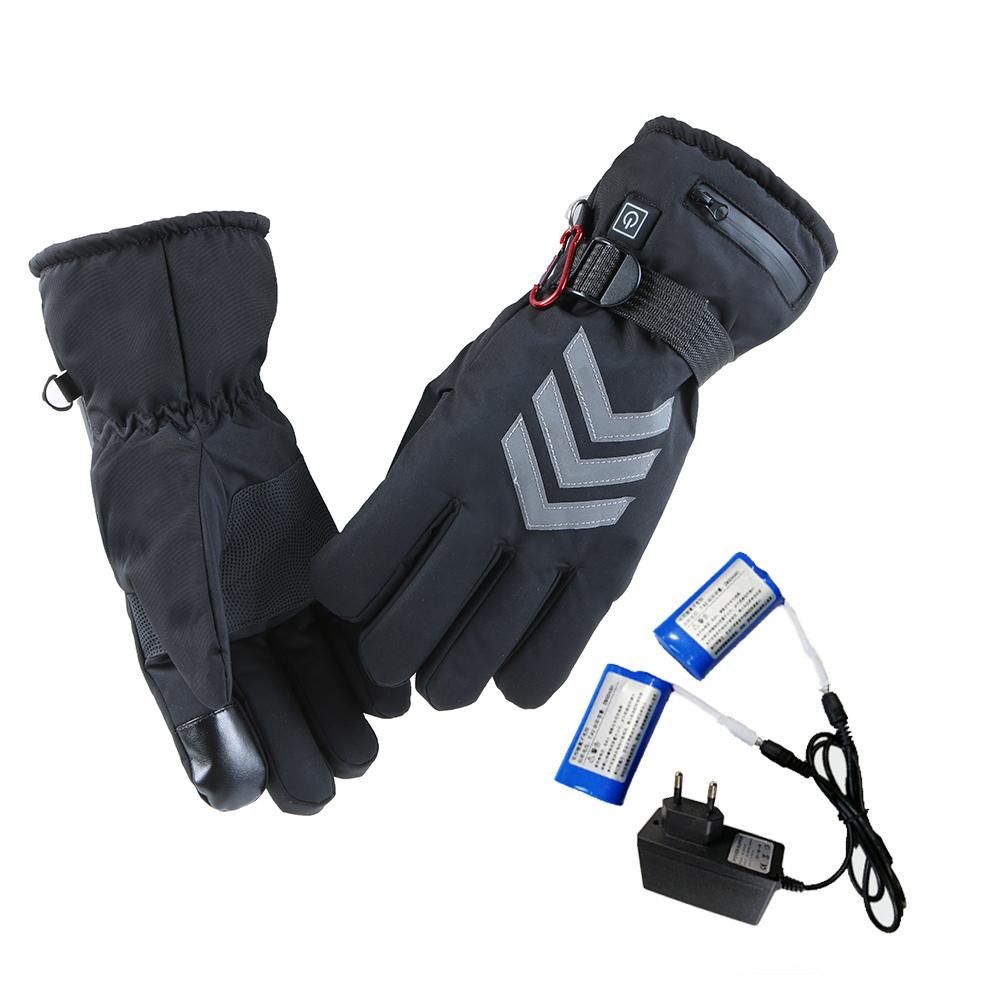 Winter Hand Warmer Electric Thermal Gloves Rechargeable Battery Heated Gloves Cycling Motorcycle Bicycle Ski Gloves: EU Plug