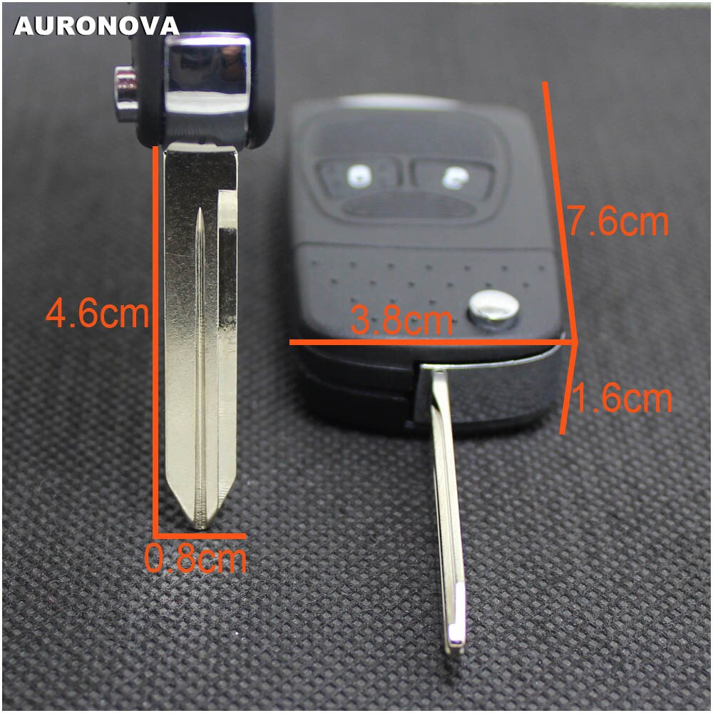 AURONOVA Upgrade Folding Key Shell for Chrysler 300C Sebring Jeep Wrangler Compass Dodge 2 Button Remote Car Key Fob Shell Case