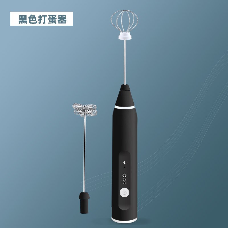 Elektryczna trzepaczka robić jajek USB elektryczna trzepaczka mikser kuchnia nowa sekwencja przycisków 3 regulowana prędkość mikser robić kawy Matcha Latte: czarny