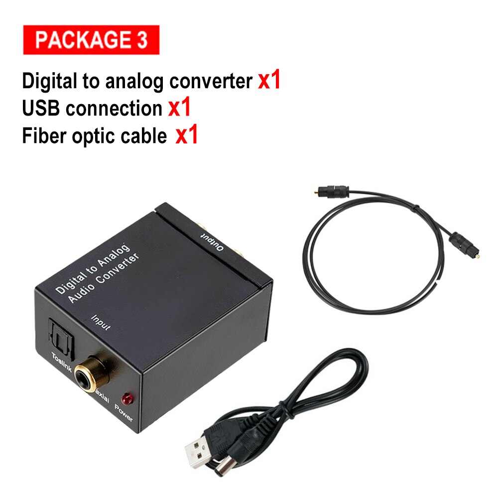 Dac Digitaal Naar Analoog Audio Converter Dac Coaxiale Audio Converter Decoder Hoofdtelefoon Spdif Optische Kabel Adapter Toslink Naar Rca: Package 3