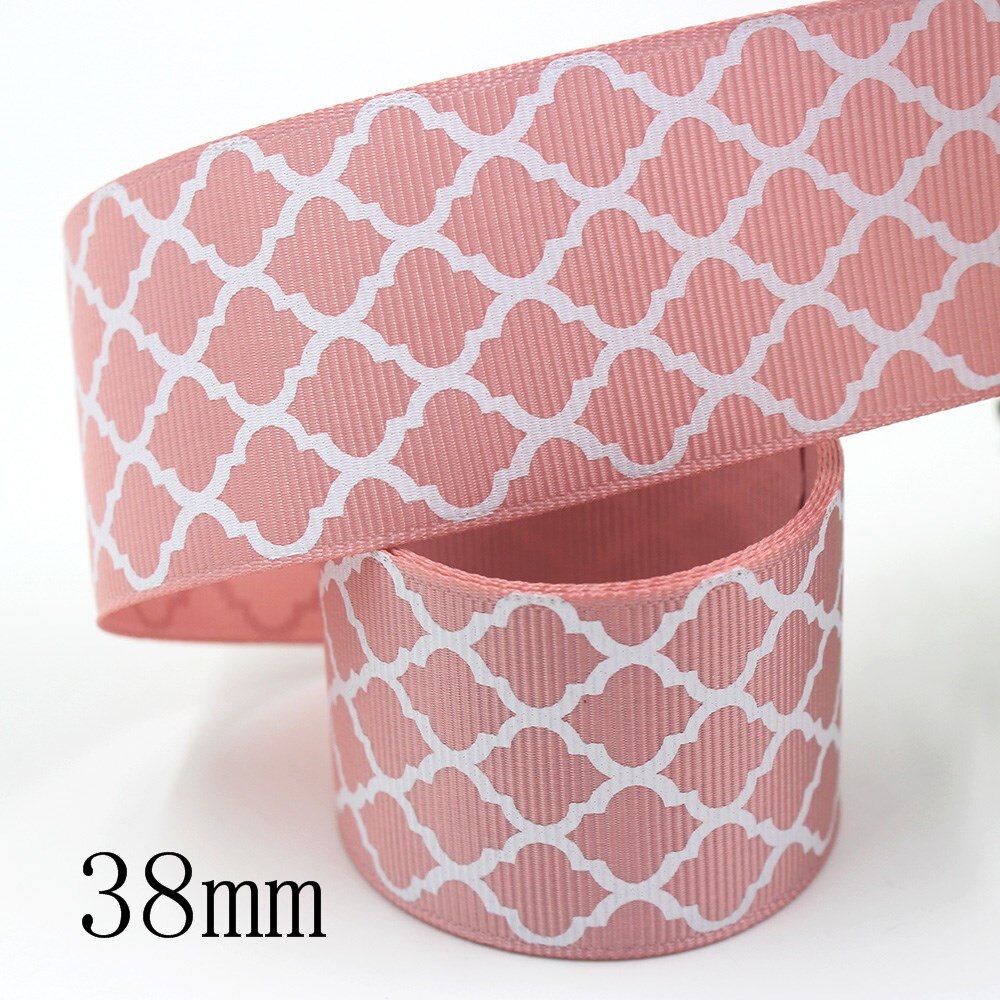 1-1/2 ''38mm 10yds Geometrische patronen Thermische overdracht Gedrukt grosgrain Linten, boog cap accessoires decoraties, I-191121-2534: I-191121-2539