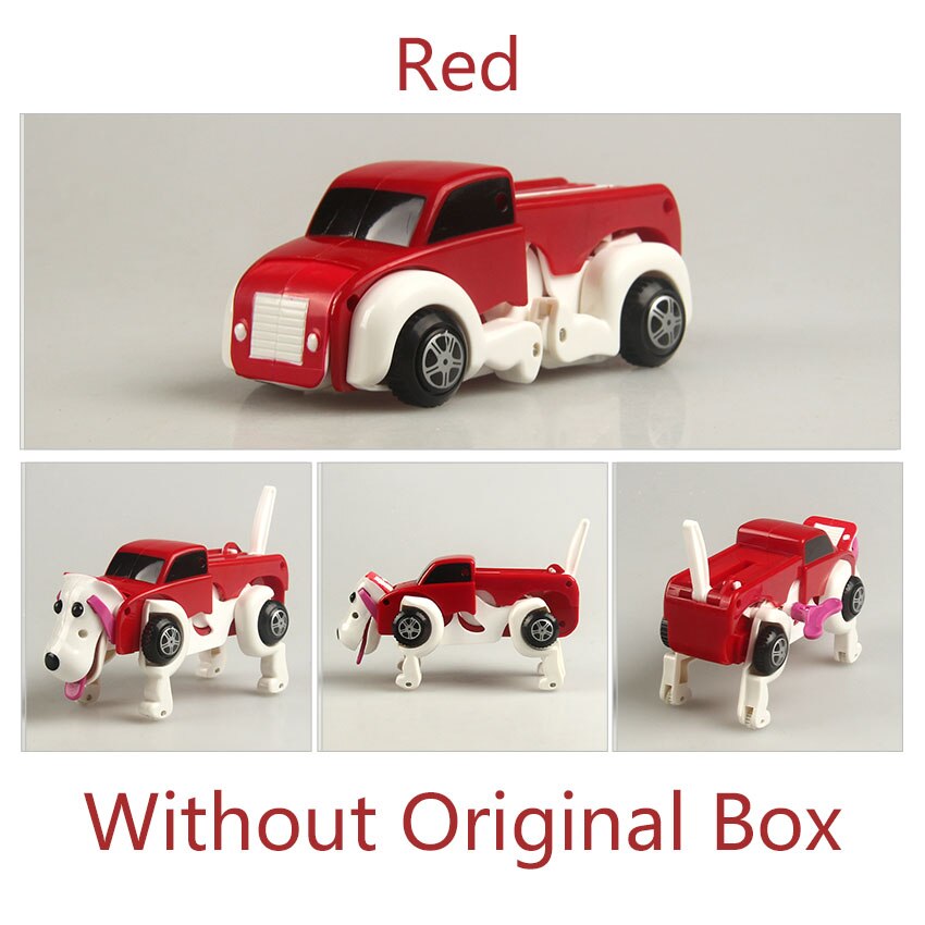 4 farver 14cm sej automatisk transformer hund til bil køretøj urværk afvikling legetøj til børn børn dreng pige legetøj: Rød