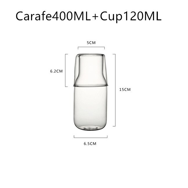400/550Ml Nachtkastje Koude Ketel Glas Cup Set Hittebestendig Water Kruik Melk Sapkop Slaapkamer Nachtkastje glas Mondwater Fles: carafe 400ml
