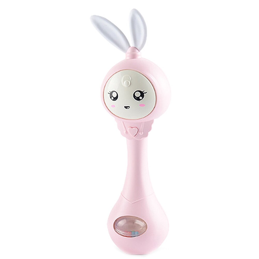 Cartoon Konijn Baby Schudden Rammelaar Hand Bel Met Muziek Licht Bijtring Speelgoed Baby &#39;S Aandacht Te Trekken Slijpen Hun Tanden: Roze