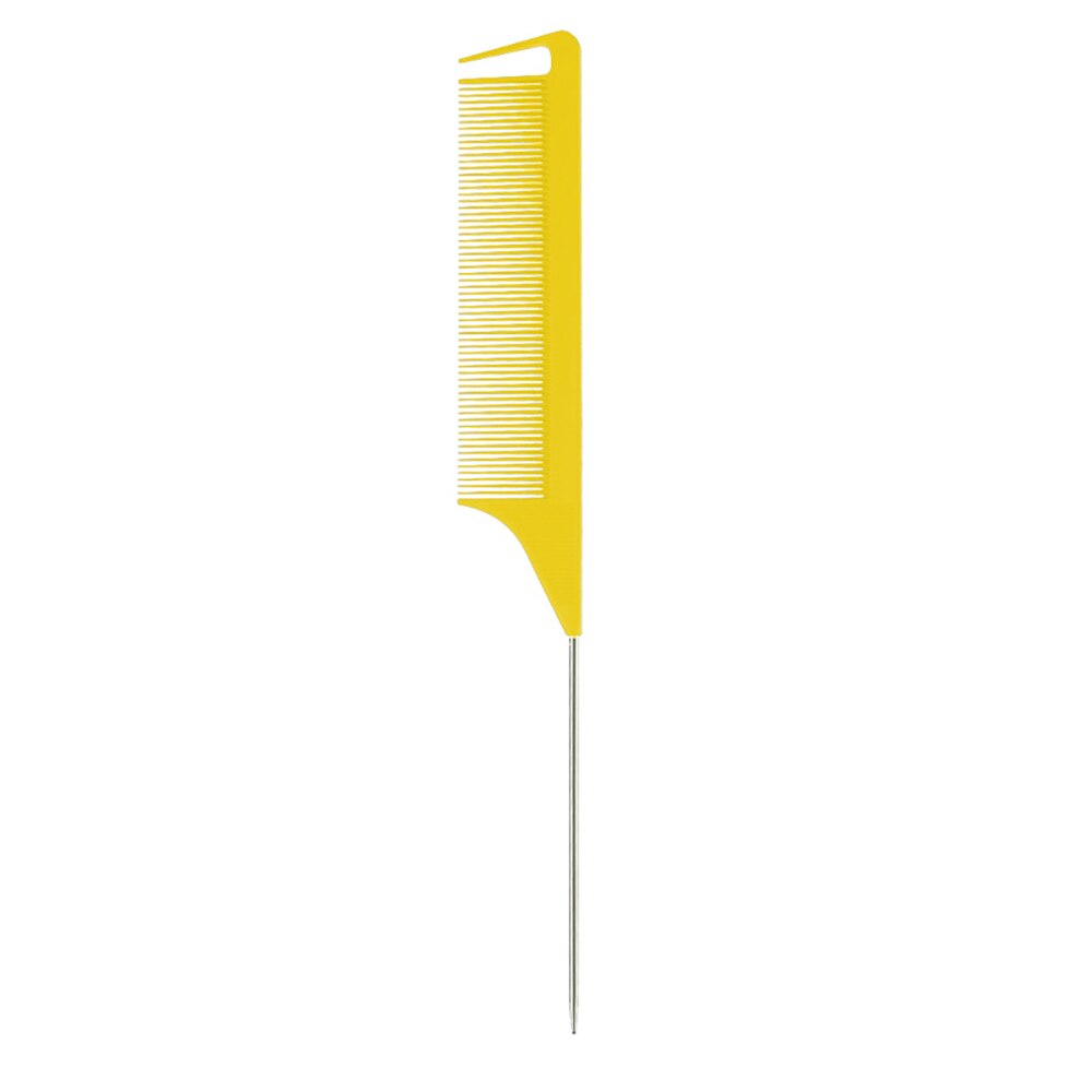 Combs Hair Salon Dye Comb Separate Parting For Hair Styling Hairdressing Antistatic Comb Metal Pin Hair Style Rat Tail Comb: yellow