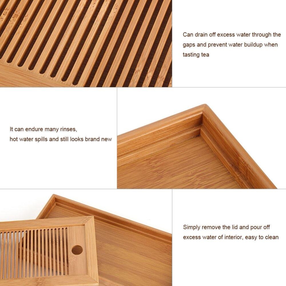 Bamboe Chinese Effen Thee Tafel Lade 27X14X3Cm Thee Lade Tafel Met Afvoer Rack Huishouden Thee dienblad Set Thee Board/Thee Tafel