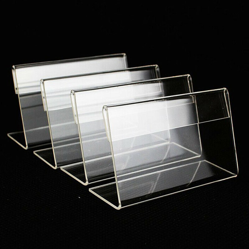 25 Stuks 6X4Cm Acryl Transparante L Vorm Tag Plaat Voldoen Naam Markt Prijskaartje Display Houder Rack label Stand